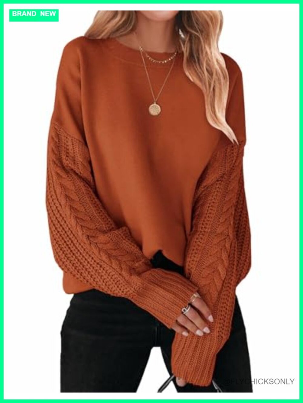 Cable Knit Oversized Tunic Sweater Long Sleeve Pullover